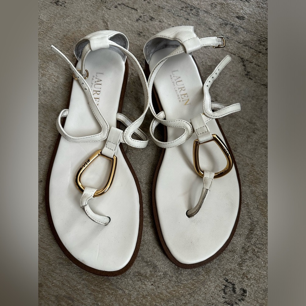Ralph Lauren Nanine White Leather Sandals US Size 6B